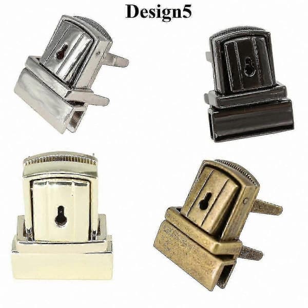 Metal taskelås med indstikslås - Stil 6 Catch Thumb Design Silver 5 pcs
