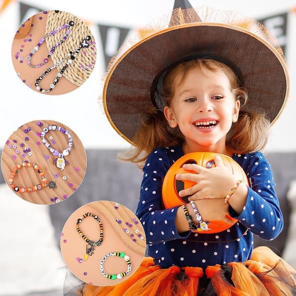 2086PCS Halloween Clay Beads Armband Making Kit Ghost Pumpkin Bat Charm Kit DIY Smycken