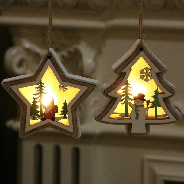 Tre 3 stykker lysende julepynt med lys Tre lysende hengende anheng for juletre dekorasjoner Julegaver