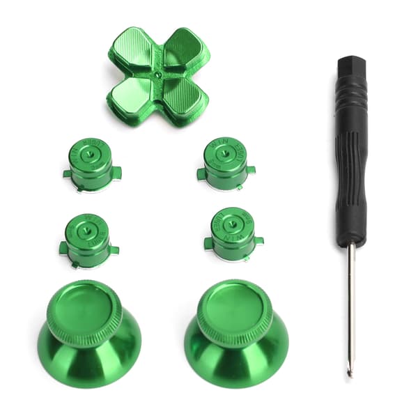 Spilcontroller Aluminium Legering Knapper Tommelfinger Stick Sæt Udskiftningsdele til PS4 Grøn