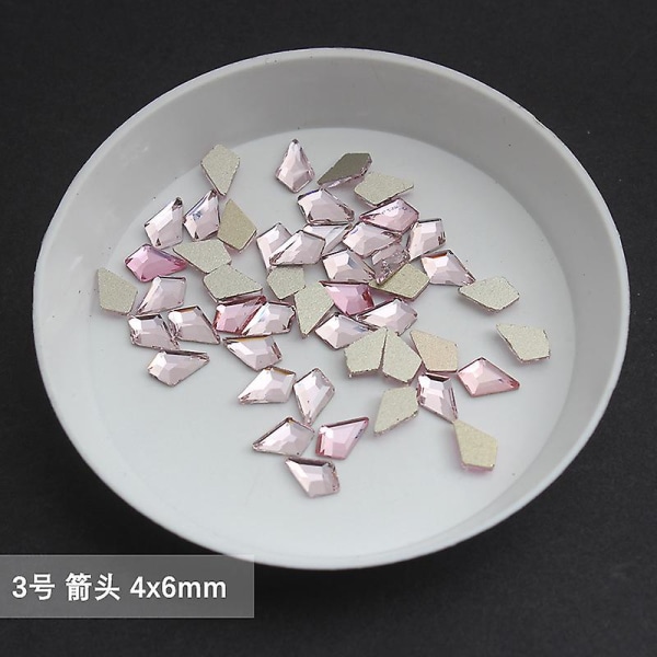 Partihandel ljusrosa multi platt rygg nagel strass specialformade kristaller nail art stenar 3d personlig dekoration 3-100pcs