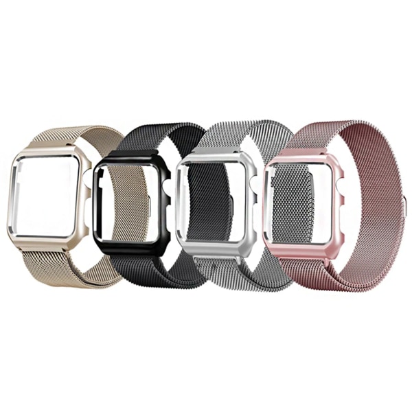 Milanese Loop Mesh-bånd med matchende ramme for Apple Watch 38 mm-sølv