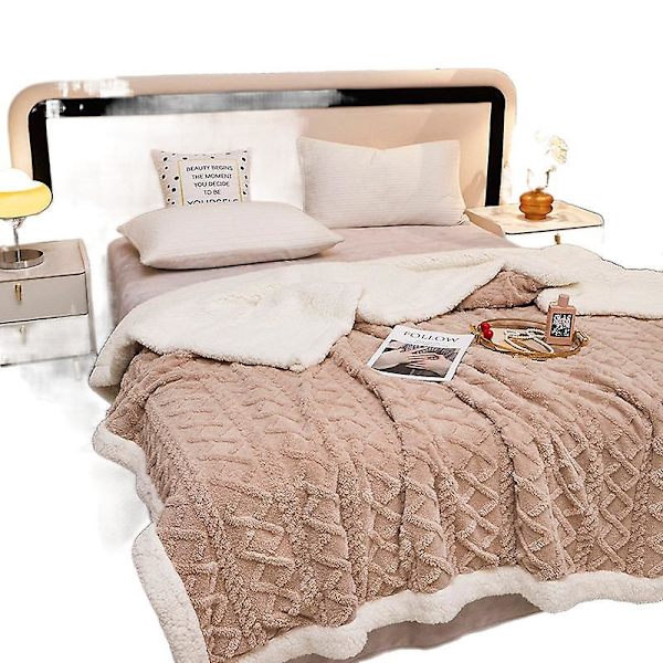 Høst og vinter melkefløyel taft pledd pledd lur Tykket varm ensfarget dobbeltsidig fleece pledd gave light khaki 100x150cm