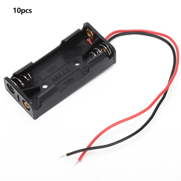 10 stk. 2x 3x AAA Batteriholder Batteri Strømkasse Plastikboks med Ledning 2x AAA