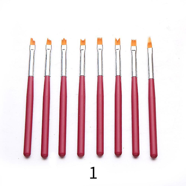 8st Nail Art Pensel Nagelmålarpensel Set Gel Gör själv Ritning red