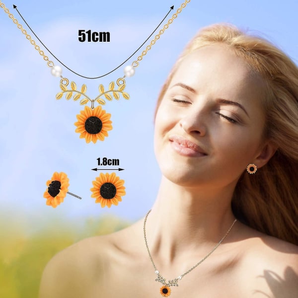 10 Pieces Sunflower Pendant Faux Pearl Chain Necklace Sunflower Charm Bracelet Earrings Ring Sunflower Hair Clip Sunflower Boho Headband Wreath