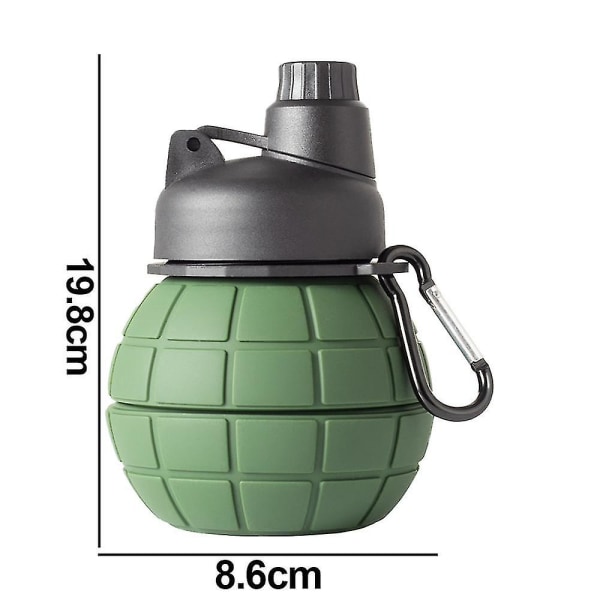 Art Clip-on Collapsible Silicone Water Bottle For Kids ArmyGreen