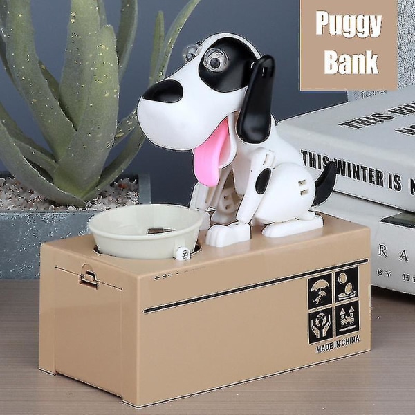 Little Dog Puggy Bank Batteridrevet Robotic Mynt Munching Leketøy Pengeboks Spare penger Myntbank For Black Yellow