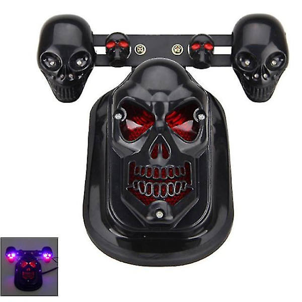 Krom skelet stil modificeret motorcykel led sort kranie baglygte med blinklys motorcykel baglygter plus styring B-red blue