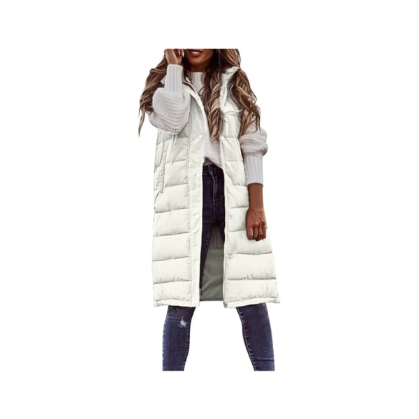 Kvinners dunvest vinter lang varm jakke med hette vattert frakk-Størrelse Verdi 3XL