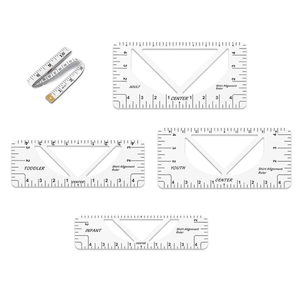 1 Set Alignment Ruler Convenient Accurate Pvc T-shirt Multiscale Guide Ruler For Tailor B