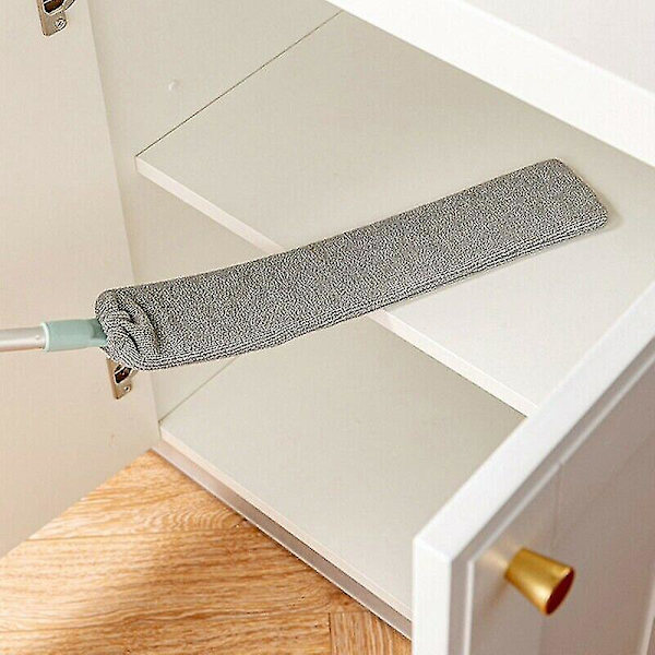 Nattbordsstøvbørste Langt skaft mopp Gjenbrukbar mikrofiber støvsamler feiebørste med 4 STK klut With 4 PCS Cloth