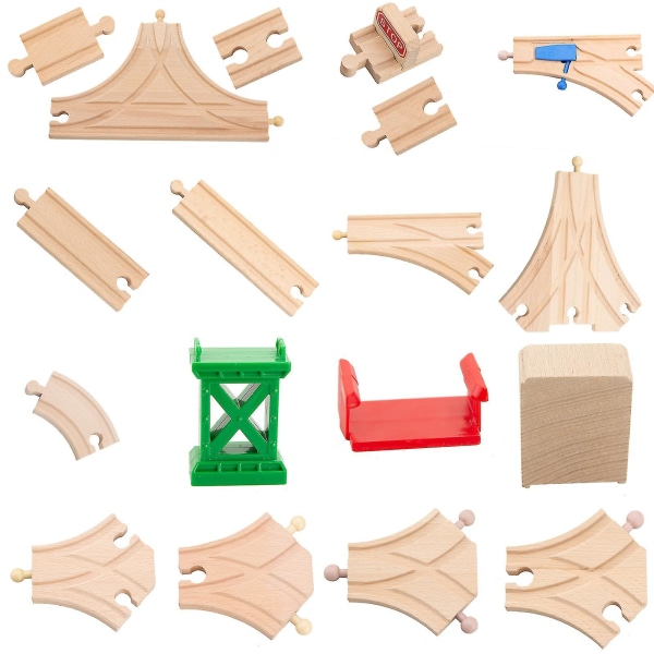 Hhcx-tbkjoys Træbanebane Jernbanetilbehør Alle former for træspor Variety Komponent Pædagogisk legetøj Two Way B
