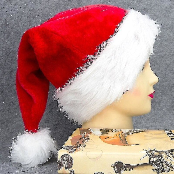 Hhcx-voksen julenisse feriekomfortlue for voksne barn ekstra tykk klassisk pels til jul nyttår Fes