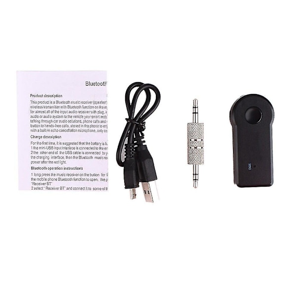 Bil Bluetooth-kompatibel sender 3,5 mm Jack Handsfree Aux Mini O-mottaker Bilsett Musikk Bluetooth-kompatibel adapter