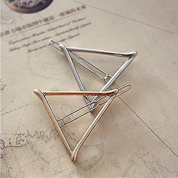 Minimalistisk geometrisk triangel hårklämma, läcker ihålig metall hårnålsklämmor Tillbehör Spännband Bobby Pin (guld och silver)