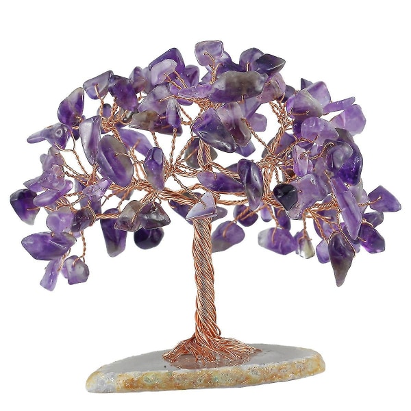 Ametistikristallipuu Luonnollinen Reiki parantava kristalli jalokivi Bonsai Rahapuu Feng Shui -kristallipuu kodin sisustukseen Amethyst