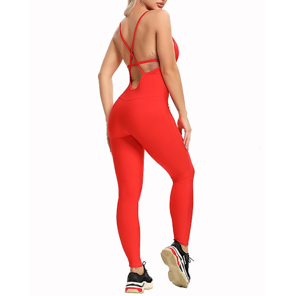 Kvinners Yoga Fitness Ryggløs kjeledress Bodysuit Fitness Rompers Sport Jumpsuit