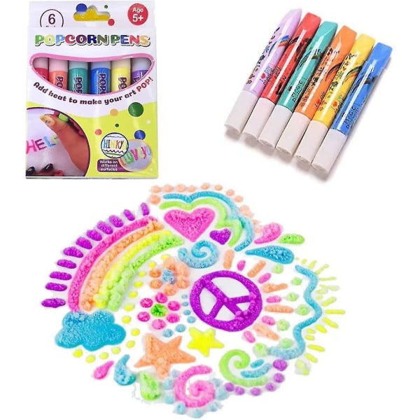Bubble penner, magiske popcorn penner, print boble penner 3d kunst trygge penner for barn Diy hilsen bursdagskort