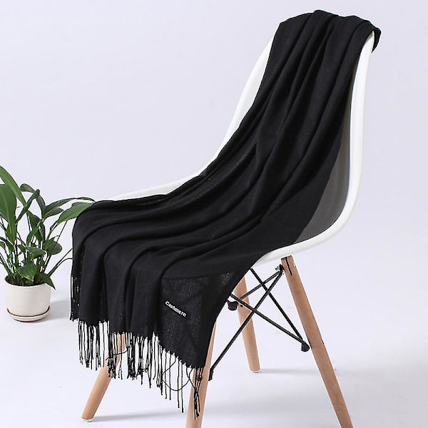 Mode Enfärgad 2022 Dam Halsduk Vinter Hijabs Tofsar Långa Damsjalar Cashmere Like Pashmina Bandana Halsdukar Wraps Echarpe FYR110-09