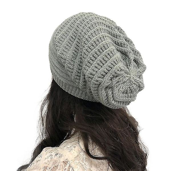 Män Kvinnor Slouchy Baggy Beanie Oversized Hat Skull Ski Cap Light Gray