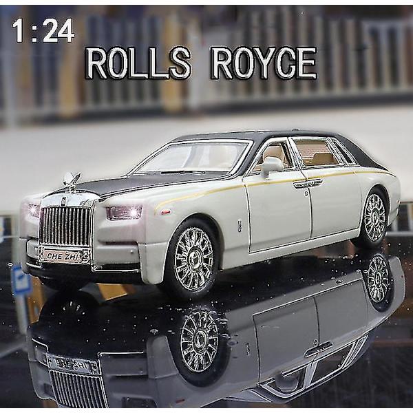 Hhcx-1/24 Alloy Diecast Rolls-royce Phantom Model Toy Car Simulation Sound Light Pull Back Collection Toys Vehicle For Children Gifts white with box