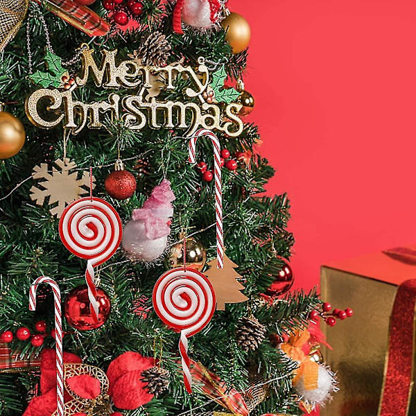 18 stk juleslikkepynt Candy Cane dekorasjonssett