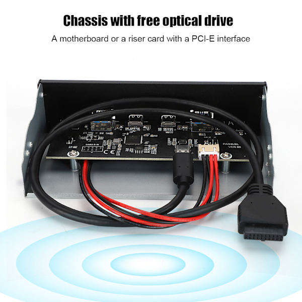 Høyhastighets USB 3.1 Gen2 Frontpanel - 10G optisk enhet med USB 3.0, USB 2.0, Type C, Type E - Datamaskindeler
