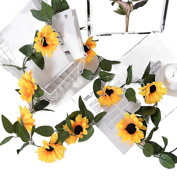 Solsikke Blomst Rattan Simulering Blomst 10 Stor Solsikke Blomst Real Scene Dekoration Rattan Hjem Pipe Winding Solsikke sunflower vine