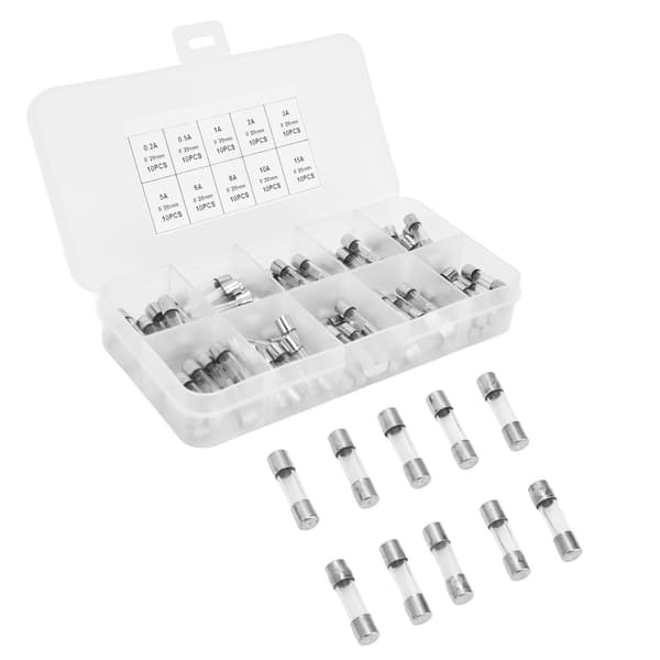 100 stk. Sikring Hurtig Glas 0,2A 0,5A 1A 2A 3A 5A 8A 10A 15A 20A Sæt Kit til Beskyttelse