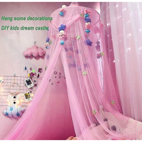 Prinsessans sänghimmel med ljus Gardin Myggnät Med Guldstjärna För flickor Barn Sovrumsdekoration Passar för Twin Enkel Full Queen Size Rainbow