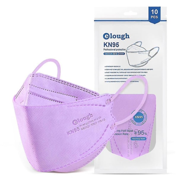 Kn95 Mask Beskyttende ansiktsmasker Ansiktsmasker for voksne Anti støvmasker 50PCS Purple