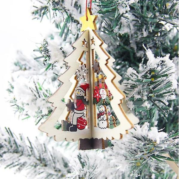 Juldekorationer ihåligt trähängande julklappar color3