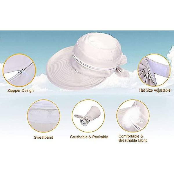 Simplicity Hats Upf 50+ Uv Sun Protective Convertible Beach Visir Hat apricot