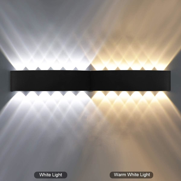 Modern Vattentät Vägglampa LED Up Down Aluminium Wall Washer LED, 12W Varmvit