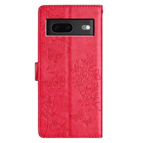 【BQ】Sommerfugl Kjærlighet Blomst PU-deksel Kompatibelt med Pixel 6 Pro - Perfekt Red