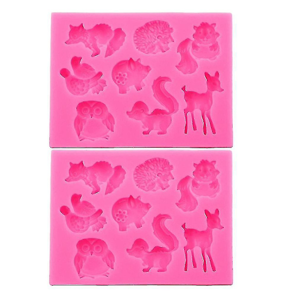 2 stk Bageforme Skovdyr Forme Silikone Fondant Kager Forme Bageværktøj Kreativ kageform
