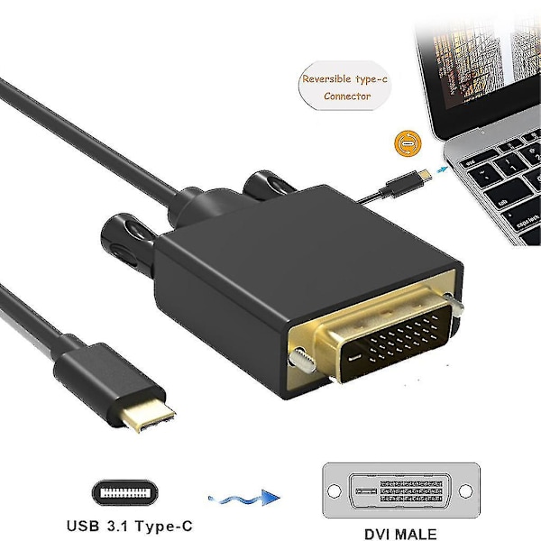 Usb Type C til Dvi Adapter Fuld 1080p Video Audio Converter Kabel ledning