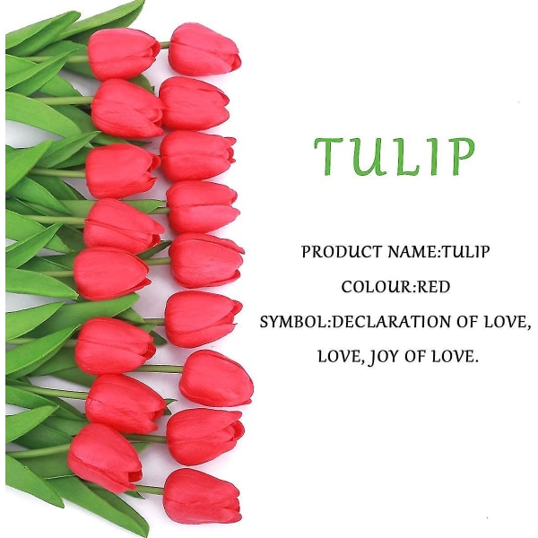 Kunstig tulipan Fake Holland Mini Tulip Real Touch Blomster 24 stk For gjør-det-selv hjemmefest bryllupsdekor (blå) Red