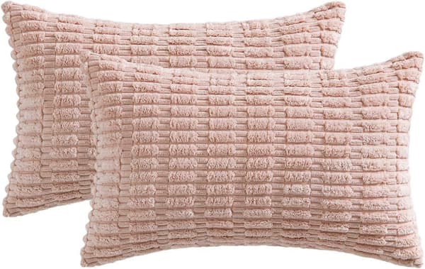 2-pak dekorative fløjls pudebetræk 30x50 cm bløde boho stribede pudebetræk moderne bondegårdsstil boligindretning til vores sofa stue C
