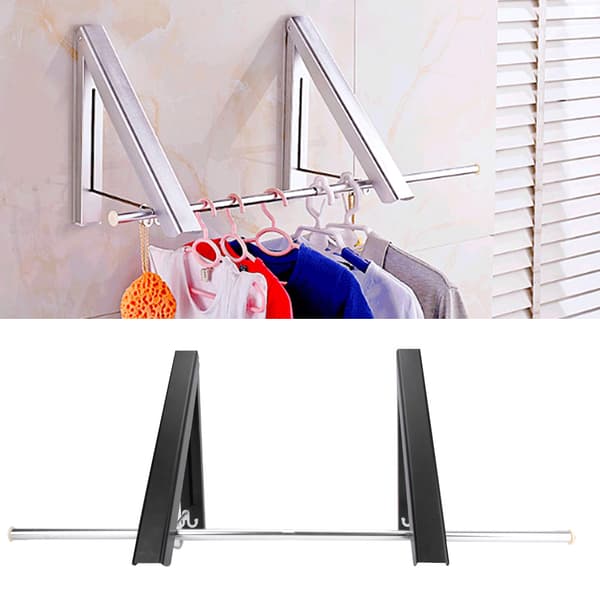 80 cm sammenklappeligt tørrestativ til tøj, dobbelt vægmontering til hotelbalkon