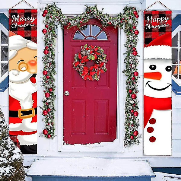 Glædelig jul Udendørs Banner hængende skilt Hjem Xmas Decors Ornamenter B