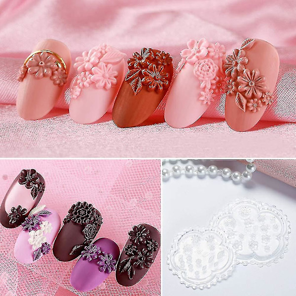 5 st Flower 3d Silikon Form DIY Nail Repair Tool