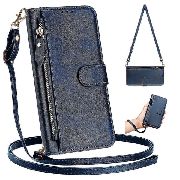 【BQ】Etui til Samsung Galaxy Note 10 Lite Lynlås Håndtaske Pung Læder ... Blue