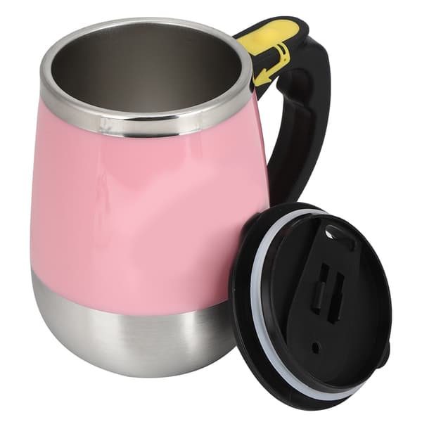 USB-lading Rustfritt Stål Selvrørende Magnetisk Blandekopp 400ml Rosa