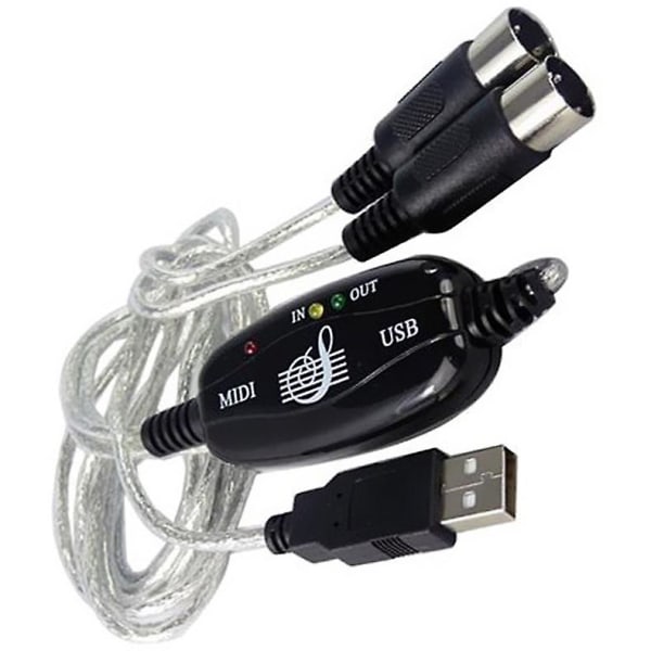 USB IN-OUT MIDI Cable Converter Adaptersladd för PC till musikklaviatur