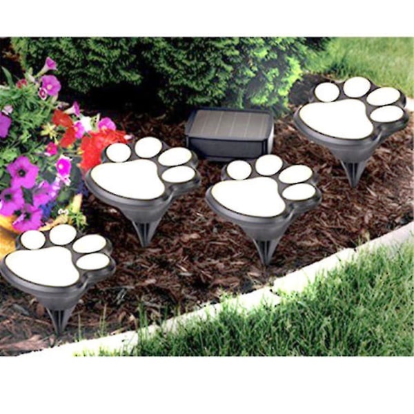 Hot 4 Solar Dog Cat Animal Paw Print S En Outdoor Led Path Lamp Auto On