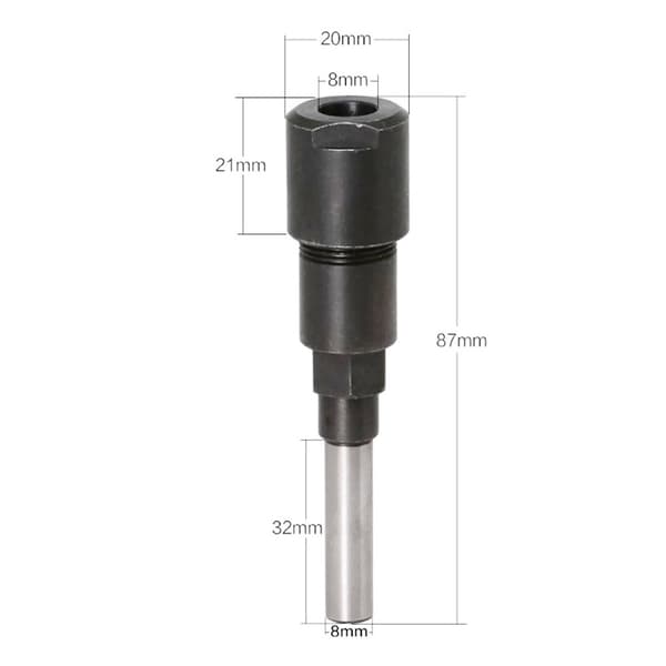 Fresestålspatronforlenger for trimmer graveringsmaskin fresekutter 1/4 skaft