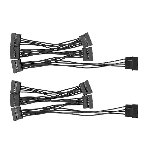 2kpl Molex 4pin Ide To 5 Sata 15pin kiintolevyn power jakajakaapeli diy PC-palvelimelle 18awg 4 Black