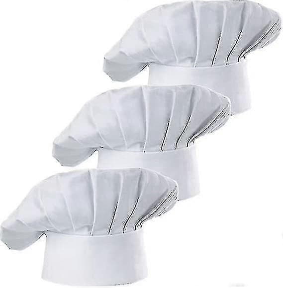 3-pack kockmössa för vuxna, justerbar och elastisk, bagare, kök, matlagning, kockmössa, 3 delar, A